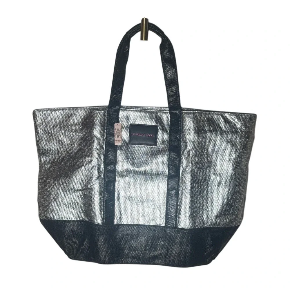 Victoria's‎ Secret Metallic Silver Y2K Tote Bag Large Shoulder Bag NWT McBling